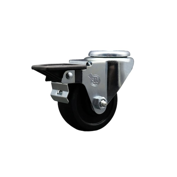 3'' Soft Rubber Wheel Swivel Bolt Hole Caster with Posi Lock Brake